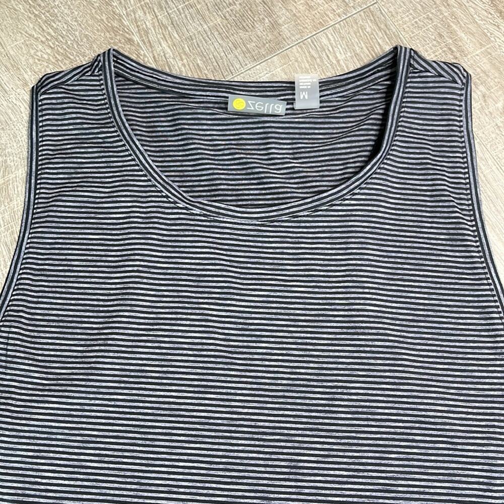 ZELLA Work For It Black Gray Striped Tank Top Women’s Size Medium - Picture 6 of 11